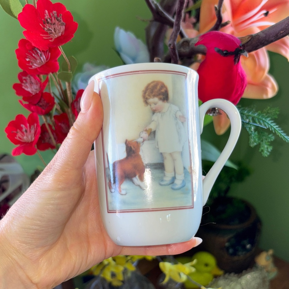 Bessie Pease Gutmann Collectibles Vintage 1985 Charming Child and Dog Glass Mug